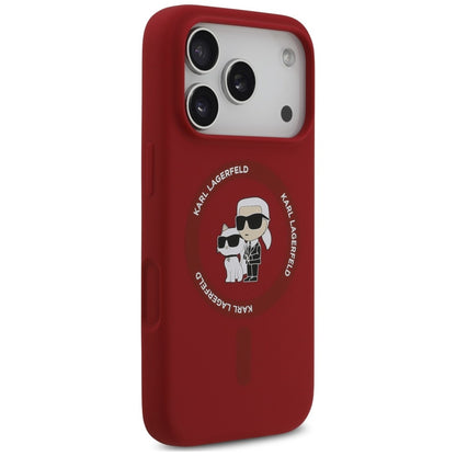 MagSafe-Hülle für Apple iPhone 18 Pro / 17 Pro, Karl Lagerfeld, Silikonring Karl & Choupette, Rosa