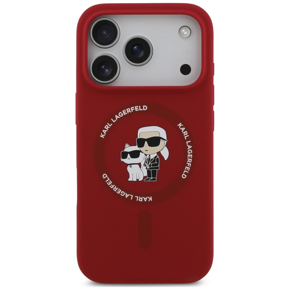 MagSafe-Hülle für Apple iPhone 18 Pro / 17 Pro, Karl Lagerfeld, Silikonring Karl & Choupette, Rosa