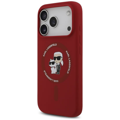MagSafe-Hülle für Apple iPhone 18 Pro / 17 Pro, Karl Lagerfeld, Silikonring Karl & Choupette, Rosa