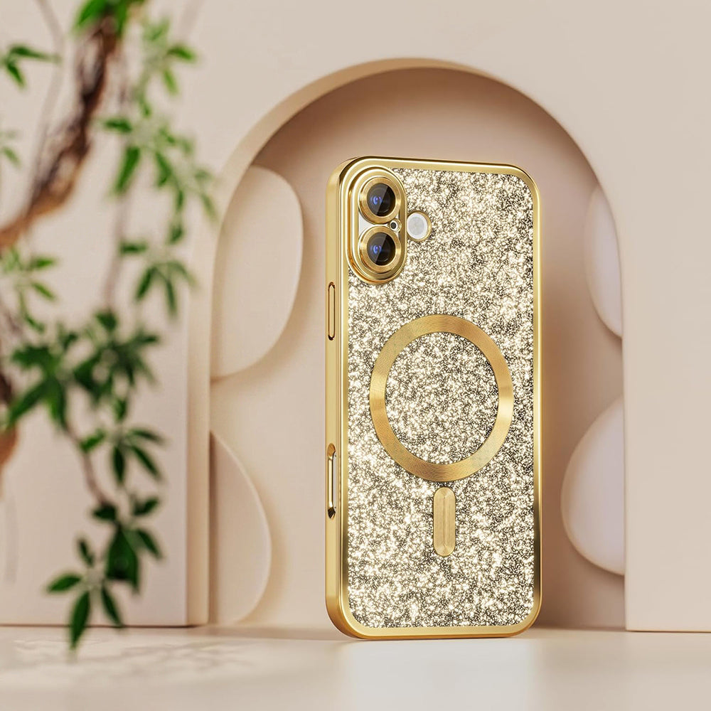MagSafe Case for Apple iPhone 18 Pro / 17 Pro, Techsuit, Luxury Glitter, Gold