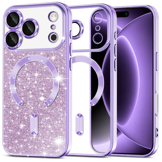 MagSafe-Hülle für Apple iPhone 18 Pro / 17 Pro, Techsuit, Luxury Glitter, Hellviolett