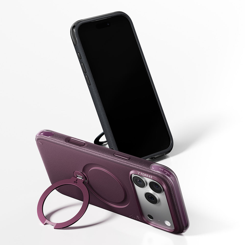MagSafe-Hülle für Apple iPhone 18 Pro / 17 Pro, Torras, Ostand Q3 Air Essential, Schwarz