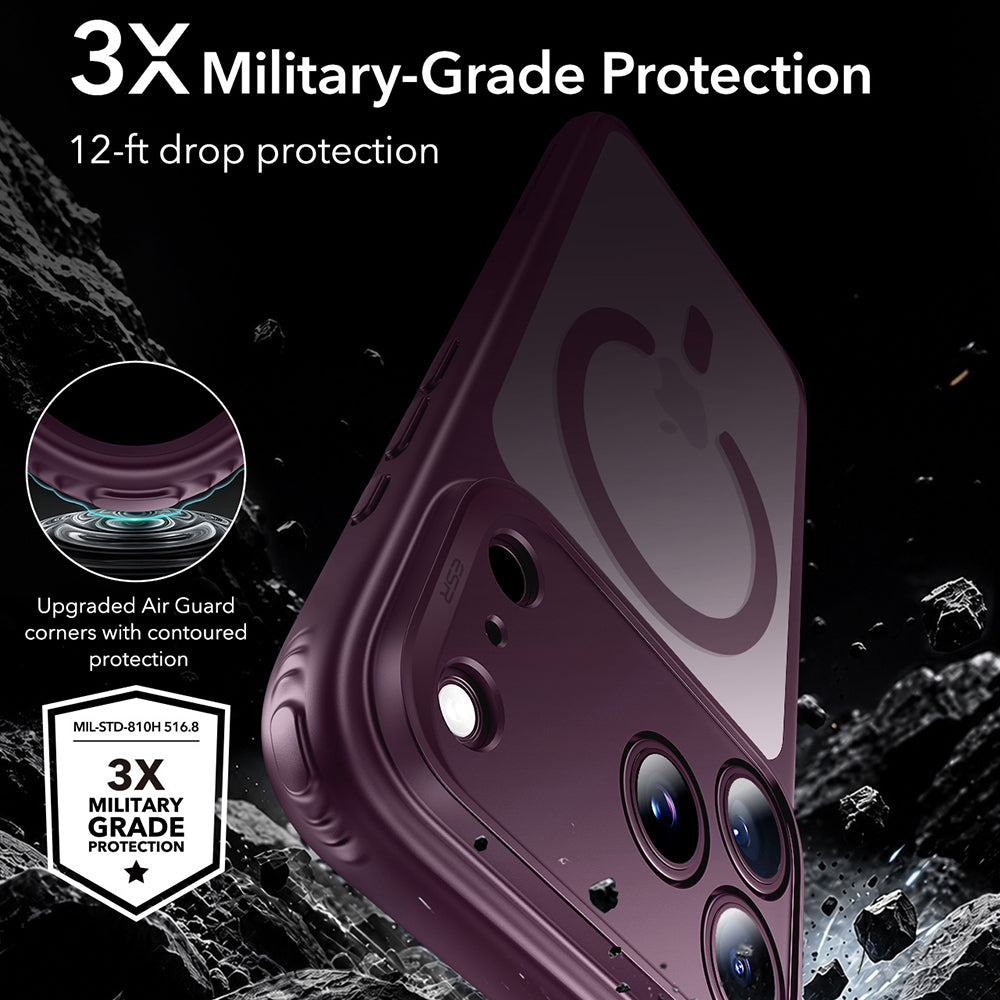 MagSafe Case for Apple iPhone 18 Pro, ESR, Classic Hybrid, Dark Satin Burgundy