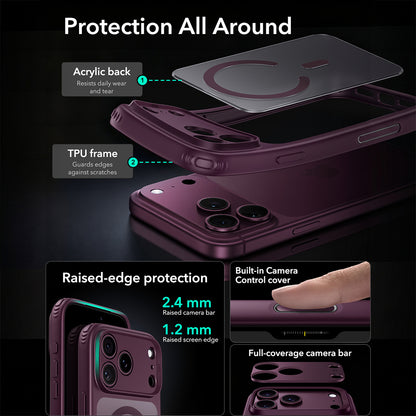 MagSafe Case for Apple iPhone 18 Pro, ESR, Classic Hybrid, Dark Satin Burgundy