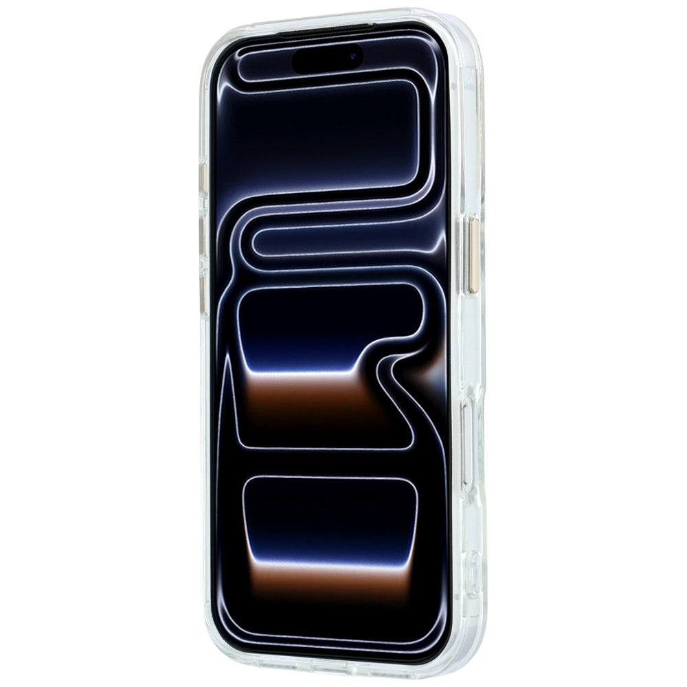 MagSafe-Hülle für Apple iPhone 18 Pro, Guess, Ring Stand Script Metall-Logo, Transparent