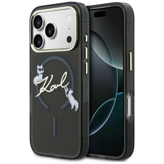 MagSafe-Hülle für Apple iPhone 18 Pro, Karl Lagerfeld, IML Choupette Karl Script Logo, Schwarz