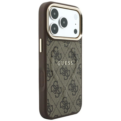 MagSafe-Hülle für Apple iPhone 18 Pro Max / 17 Pro Max, Guess, 4G Embossed Classic, Braun