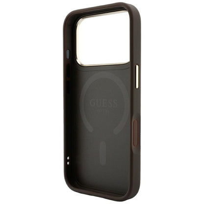 MagSafe-Hülle für Apple iPhone 18 Pro Max / 17 Pro Max, Guess, 4G Embossed Classic, Braun
