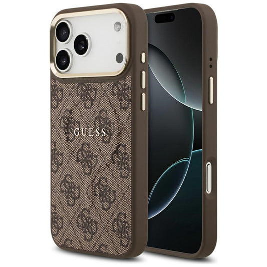 MagSafe Case for Apple iPhone 18 Pro Max / 17 Pro Max, Guess, 4G Embossed Ring Classic Logo, Brown
