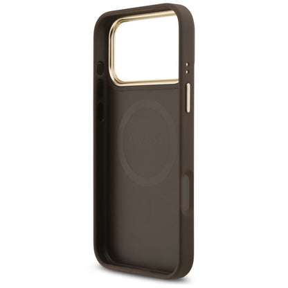 MagSafe Case for Apple iPhone 18 Pro Max / 17 Pro Max, Guess, 4G Strass Logo, Brown