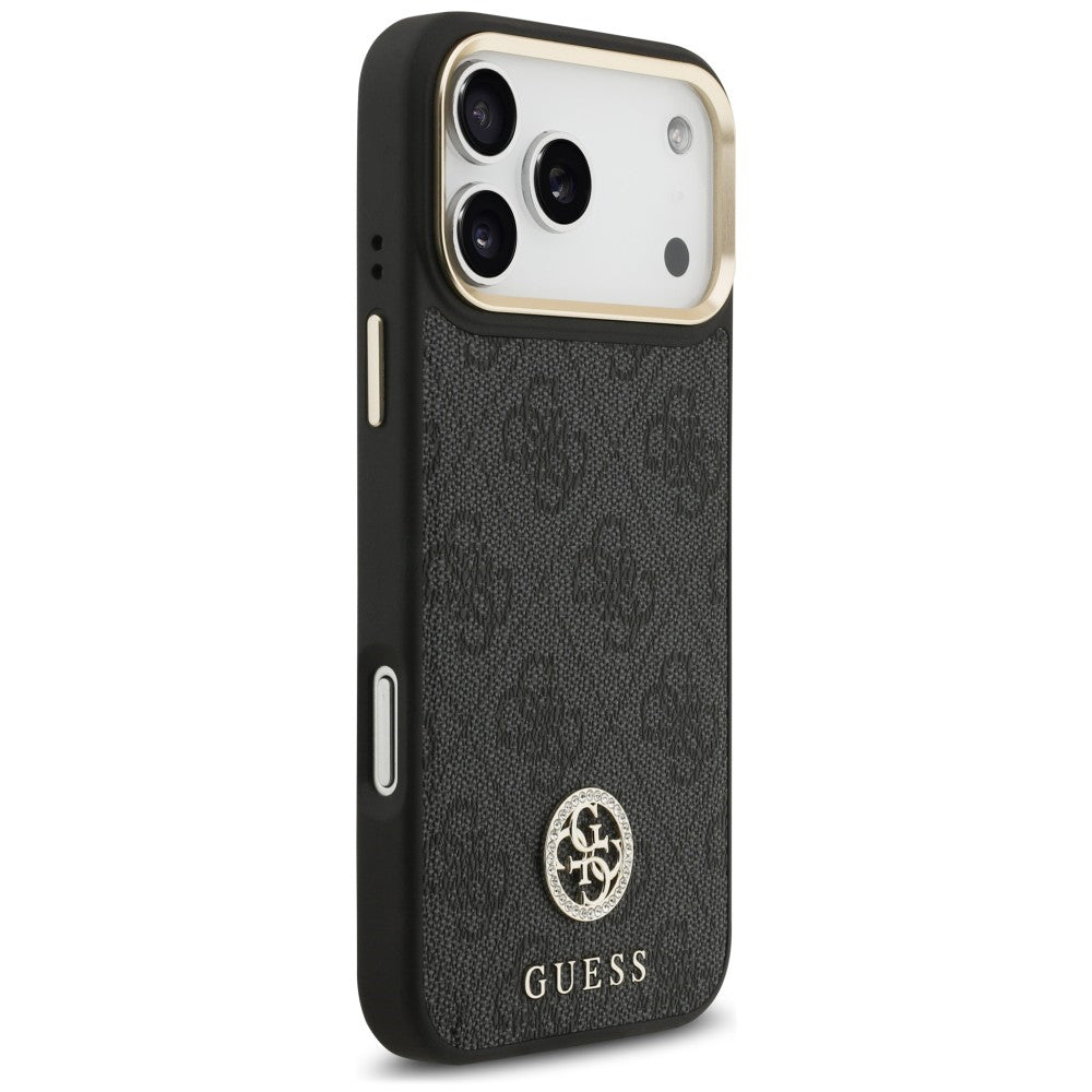 MagSafe-Hülle für Apple iPhone 18 Pro Max / 17 Pro Max, Guess, 4G Strass Logo, Schwarz