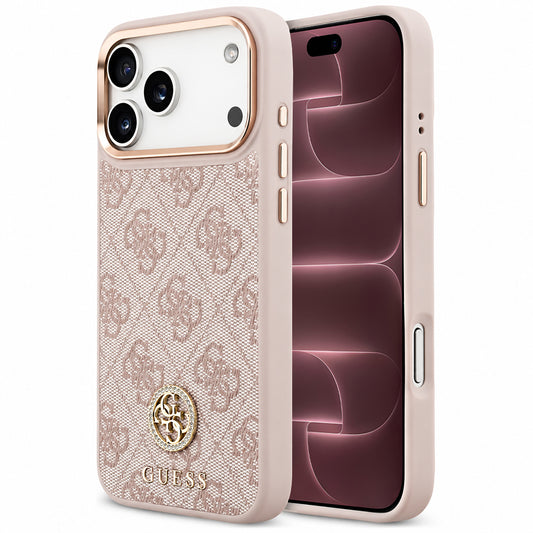 MagSafe-Hülle für Apple iPhone 18 Pro Max / 17 Pro Max, Guess, 4G Strass Logo, Rosa