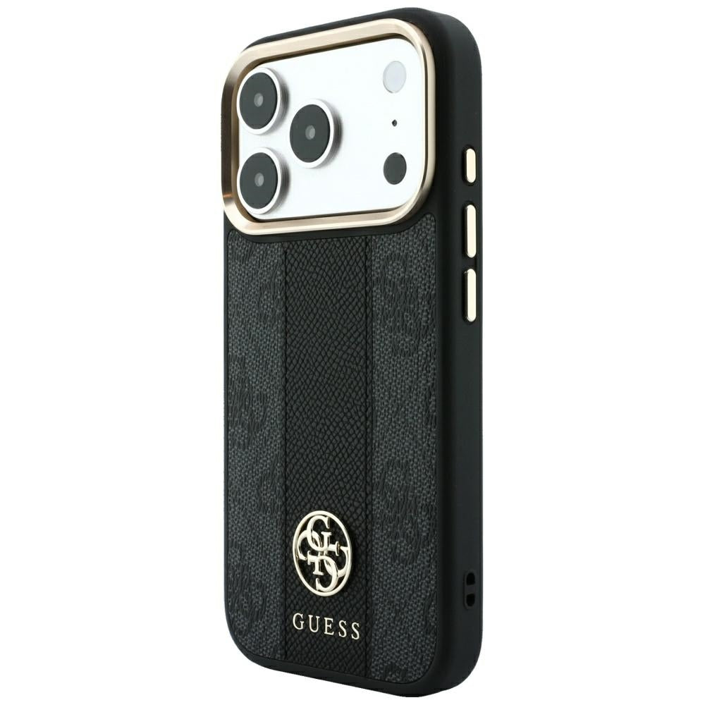 MagSafe Case for Apple iPhone 18 Pro Max / 17 Pro Max, Guess, 4G Stripe Round Classic Logo, Black