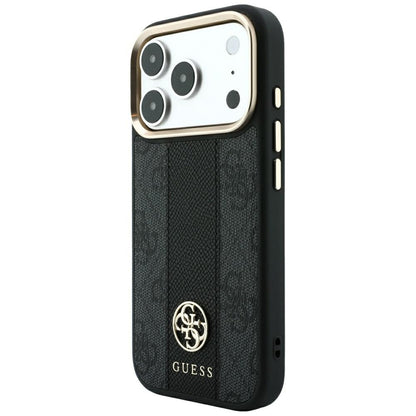 MagSafe Case for Apple iPhone 18 Pro Max / 17 Pro Max, Guess, 4G Stripe Round Classic Logo, Black