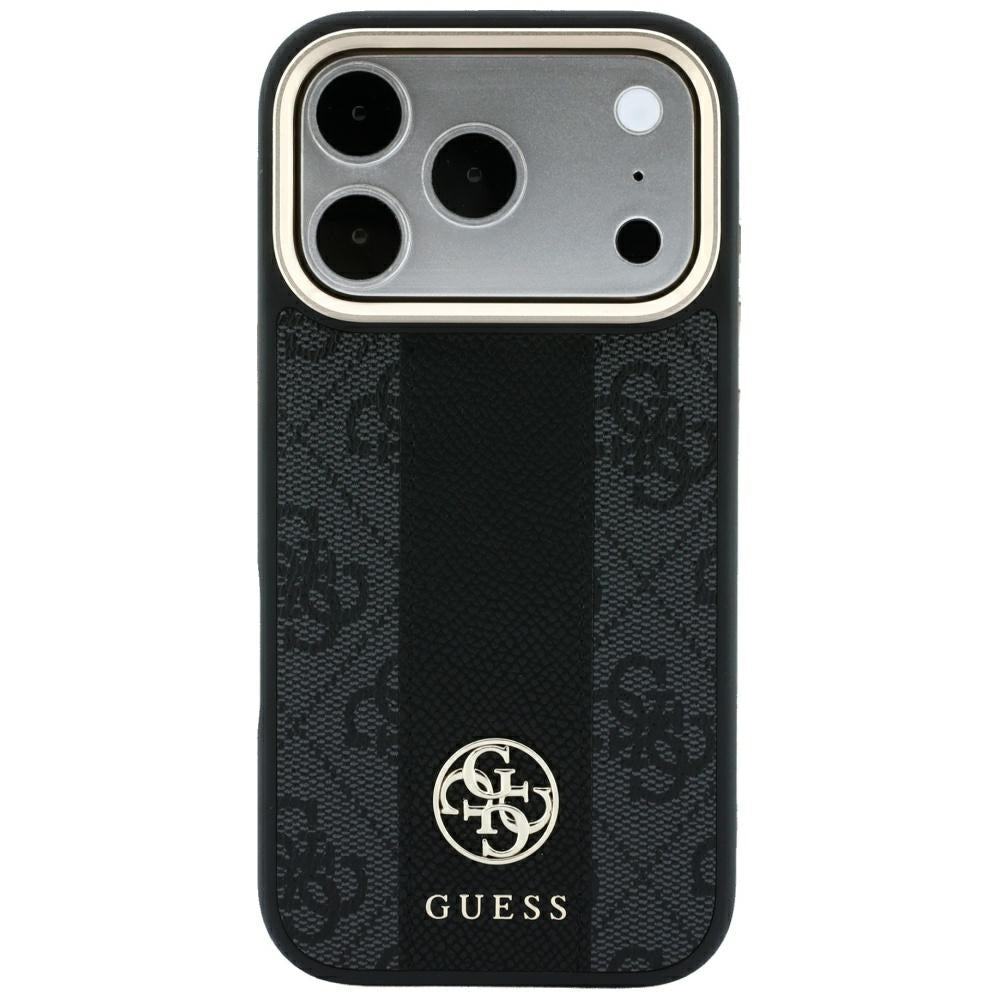 MagSafe Case for Apple iPhone 18 Pro Max / 17 Pro Max, Guess, 4G Stripe Round Classic Logo, Black