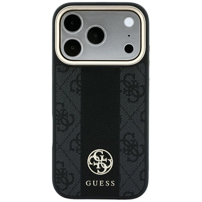 MagSafe Case for Apple iPhone 18 Pro Max / 17 Pro Max, Guess, 4G Stripe Round Classic Logo, Black