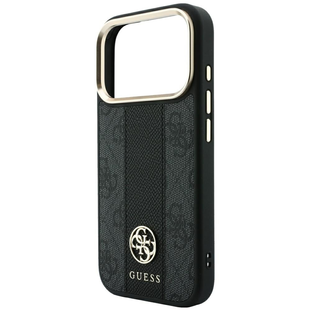 MagSafe Case for Apple iPhone 18 Pro Max / 17 Pro Max, Guess, 4G Stripe Round Classic Logo, Black