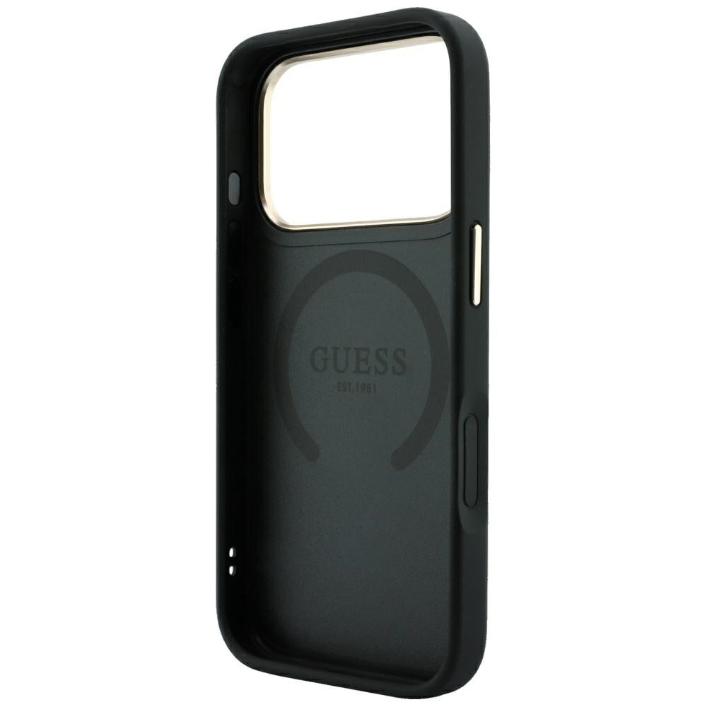 MagSafe Case for Apple iPhone 18 Pro Max / 17 Pro Max, Guess, 4G Stripe Round Classic Logo, Black