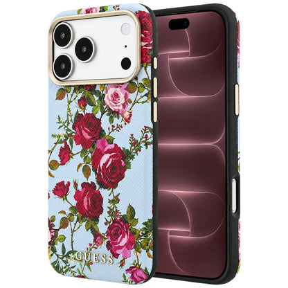 MagSafe-Hülle für Apple iPhone 18 Pro Max / 17 Pro Max, Guess, Blossom Roses Print, Bleu