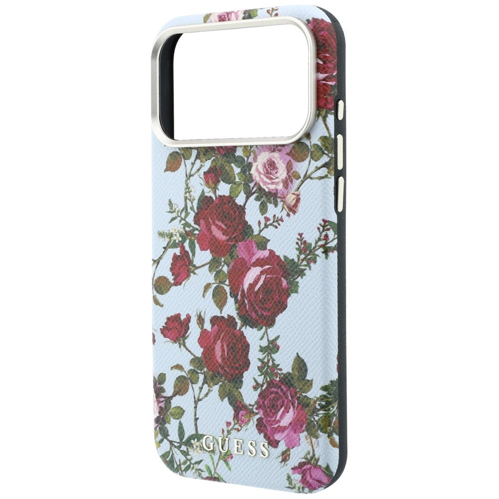 MagSafe-Hülle für Apple iPhone 18 Pro Max / 17 Pro Max, Guess, Blossom Roses Print, Bleu