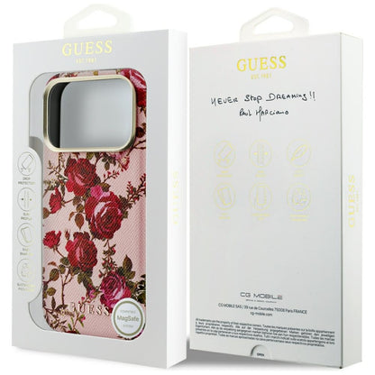 MagSafe-Hülle für Apple iPhone 18 Pro Max / 17 Pro Max, Guess, Blossom Roses Print, Rosa