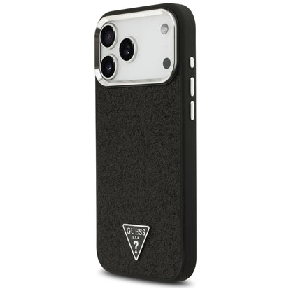 MagSafe-Hülle für Apple iPhone 18 Pro Max / 17 Pro Max, Guess, Glitter-Dreieck-Logo, Schwarz