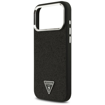 MagSafe-Hülle für Apple iPhone 18 Pro Max / 17 Pro Max, Guess, Glitter-Dreieck-Logo, Schwarz