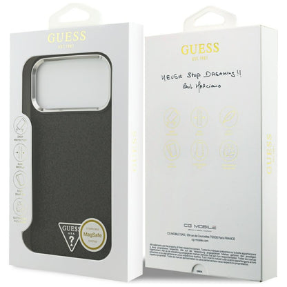 MagSafe-Hülle für Apple iPhone 18 Pro Max / 17 Pro Max, Guess, Glitter-Dreieck-Logo, Schwarz