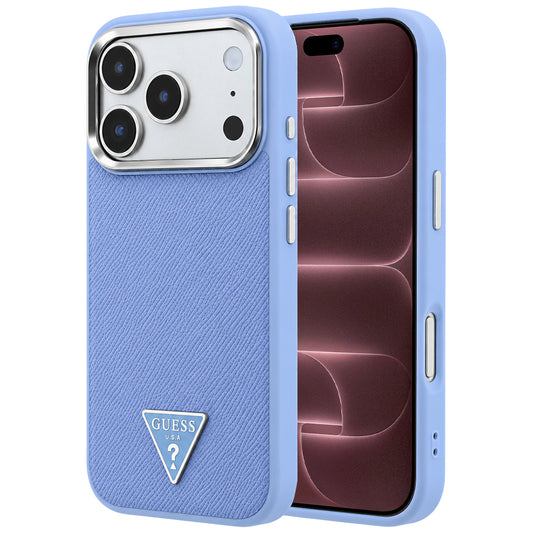 MagSafe-Hülle für Apple iPhone 18 Pro Max / 17 Pro Max, Guess, Geprägtes Dreieck-Logo, Blau