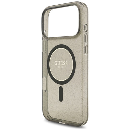 MagSafe Case for Apple iPhone 18 Pro Max / 17 Pro Max, Guess, IML Glitter with Pearl Strap, Black