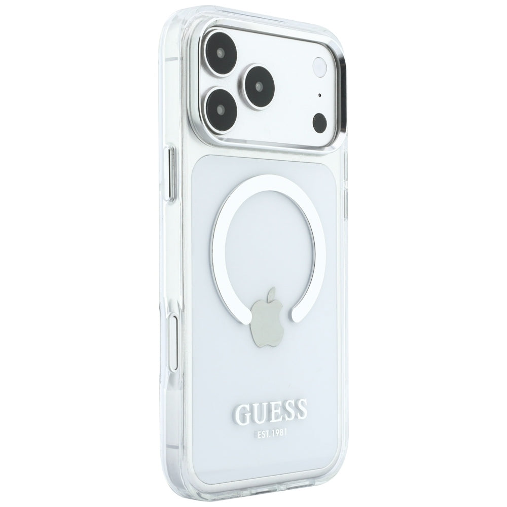 MagSafe-Hülle für Apple iPhone 18 Pro Max / 17 Pro Max, Guess, Metal Outline, Silber