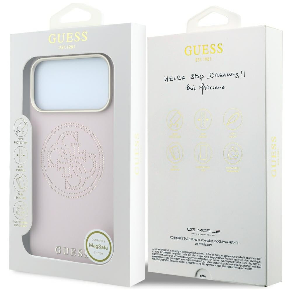 MagSafe-Hülle für Apple iPhone 18 Pro Max / 17 Pro Max, Guess, Perforated 4G, Rosa