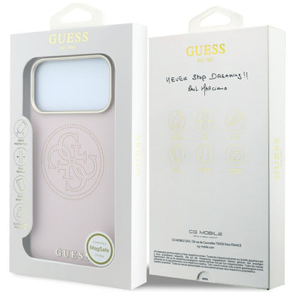 MagSafe-Hülle für Apple iPhone 18 Pro Max / 17 Pro Max, Guess, Perforated 4G, Rosa