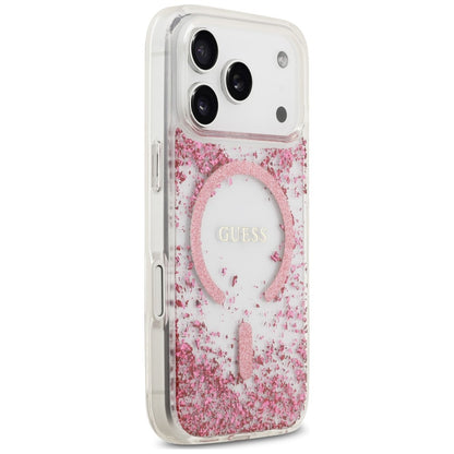 MagSafe-Hülle für Apple iPhone 18 Pro Max / 17 Pro Max, Guess, Resin Bottom Glitter, Rosa