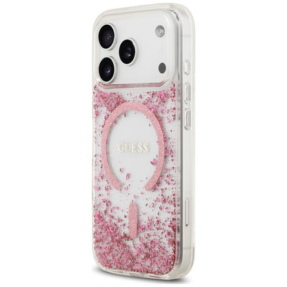 MagSafe-Hülle für Apple iPhone 18 Pro Max / 17 Pro Max, Guess, Resin Bottom Glitter, Rosa