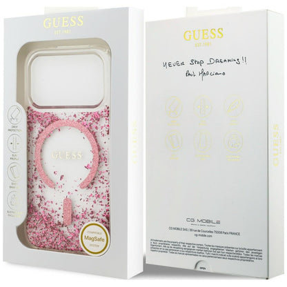 MagSafe-Hülle für Apple iPhone 18 Pro Max / 17 Pro Max, Guess, Resin Bottom Glitter, Rosa