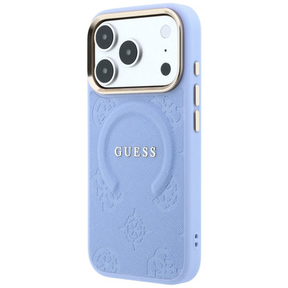 MagSafe-Hülle für Apple iPhone 18 Pro Max / 17 Pro Max, Guess, Saffiano Peony Ring, Blau