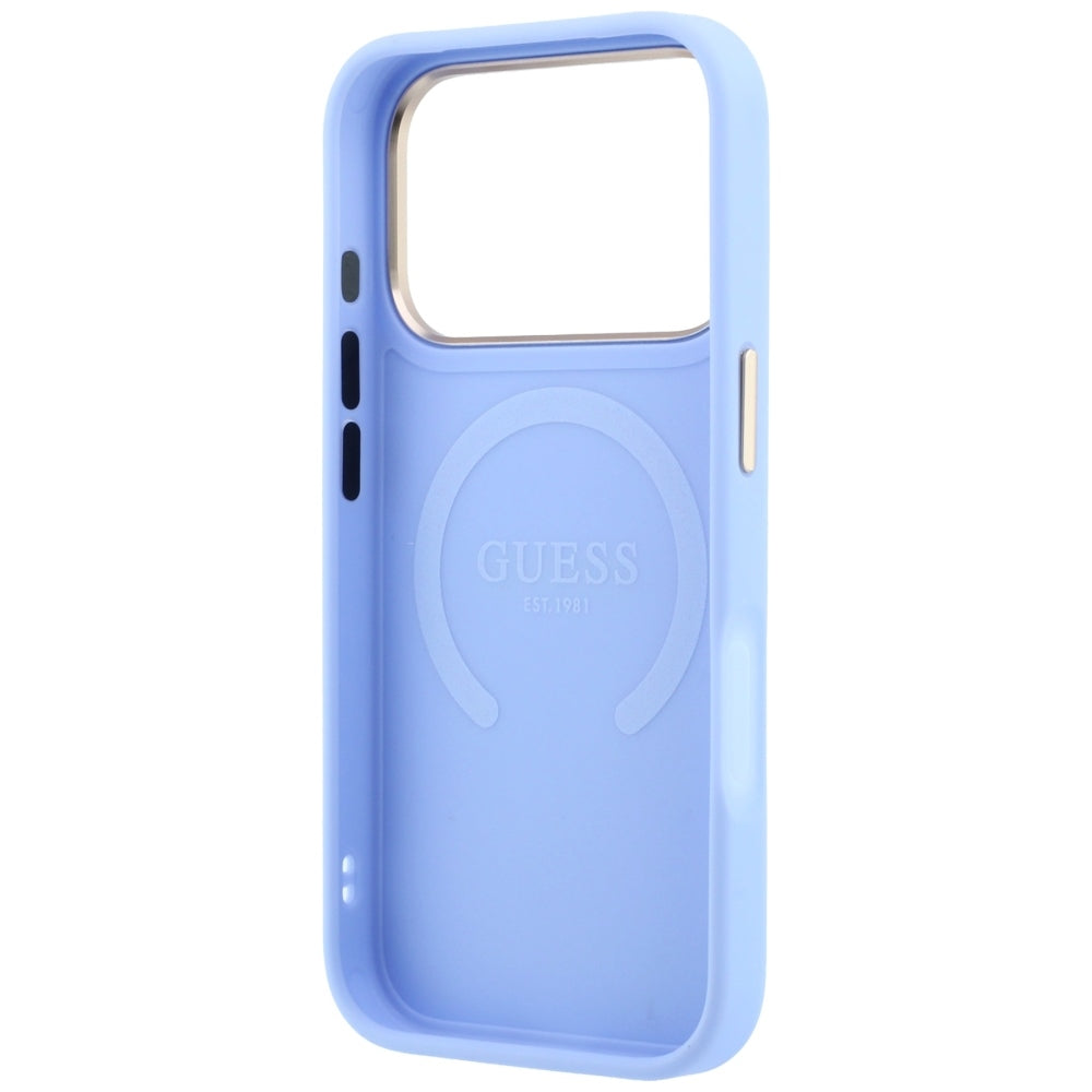 MagSafe-Hülle für Apple iPhone 18 Pro Max / 17 Pro Max, Guess, Saffiano Peony Ring, Blau