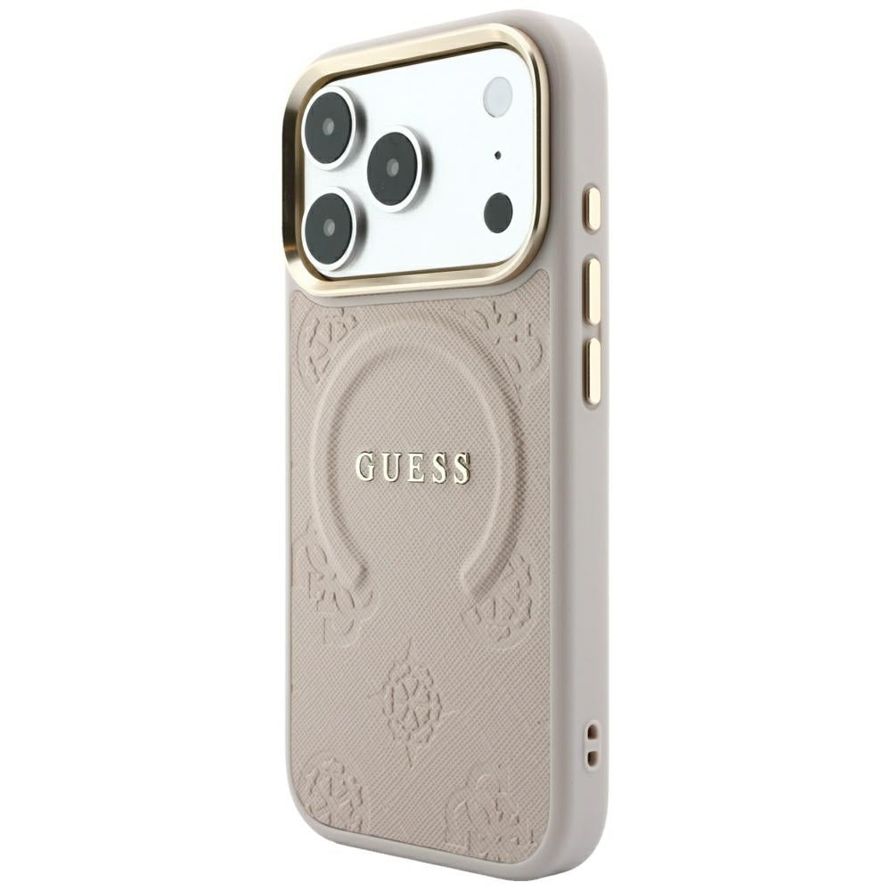 MagSafe-Hülle für Apple iPhone 18 Pro Max / 17 Pro Max, Guess, Saffiano Peony Ring, Rosa