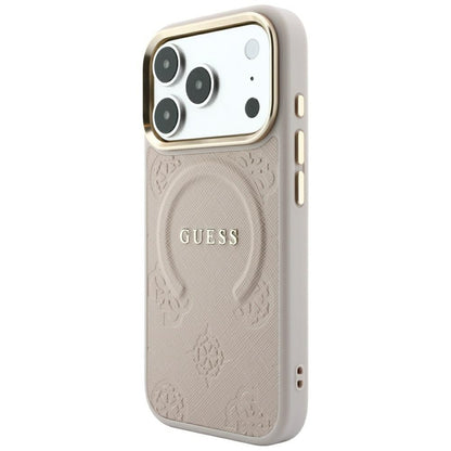 MagSafe-Hülle für Apple iPhone 18 Pro Max / 17 Pro Max, Guess, Saffiano Peony Ring, Rosa