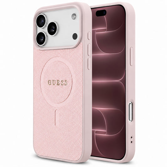 MagSafe Case for Apple iPhone 18 Pro Max / 17 Pro Max, Guess, Saffiano, Pink