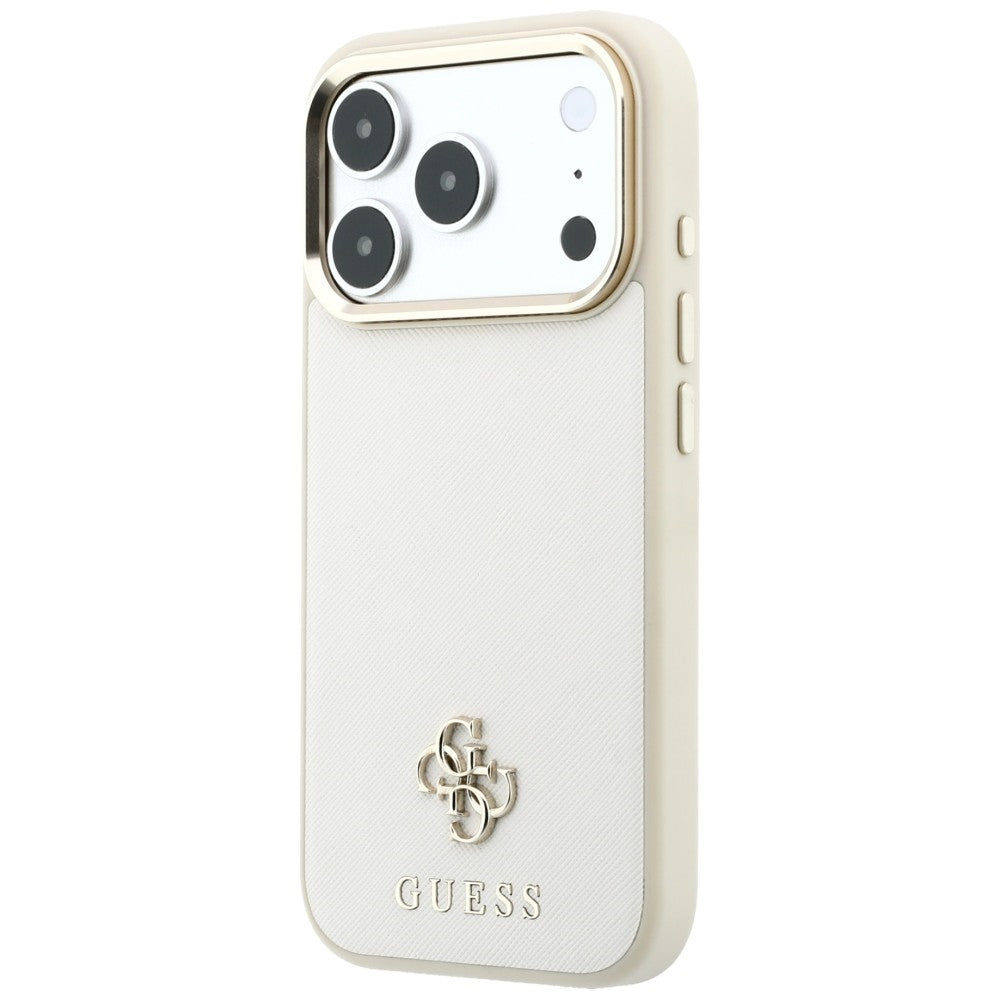 MagSafe Case for Apple iPhone 18 Pro Max / 17 Pro Max, Guess, Saffiano Small 4G Classic, Beige