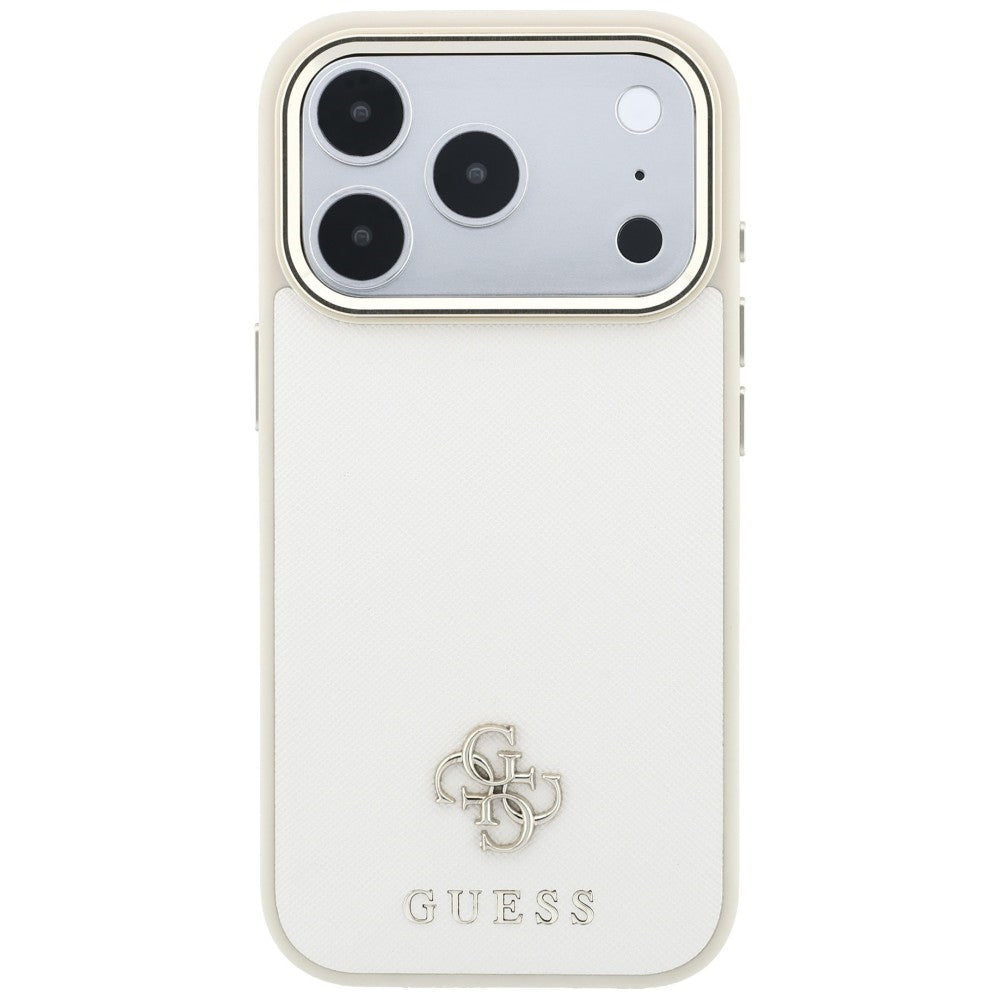 MagSafe Case for Apple iPhone 18 Pro Max / 17 Pro Max, Guess, Saffiano Small 4G Classic, Beige
