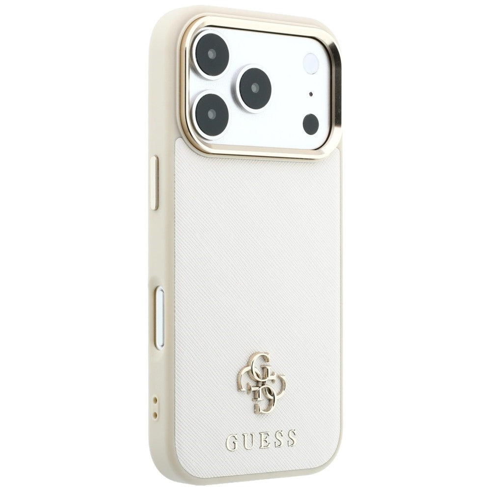 MagSafe Case for Apple iPhone 18 Pro Max / 17 Pro Max, Guess, Saffiano Small 4G Classic, Beige