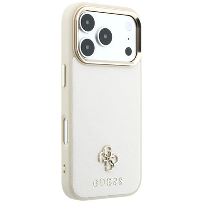 MagSafe Case for Apple iPhone 18 Pro Max / 17 Pro Max, Guess, Saffiano Small 4G Classic, Beige