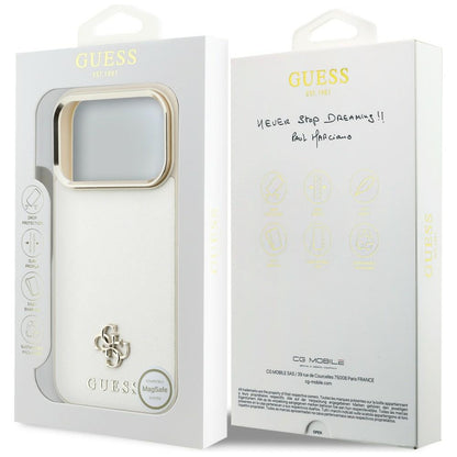 MagSafe Case for Apple iPhone 18 Pro Max / 17 Pro Max, Guess, Saffiano Small 4G Classic, Beige