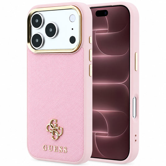 MagSafe-Hülle für Apple iPhone 18 Pro Max / 17 Pro Max, Guess, Saffiano Small 4G Classic, Rosa