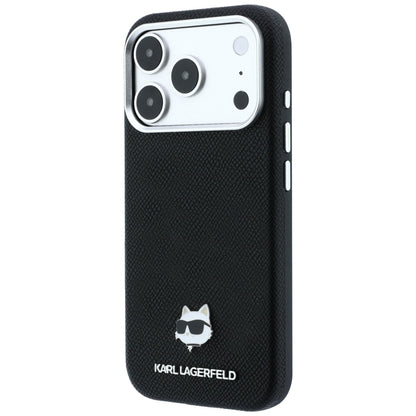 MagSafe-Hülle für Apple iPhone 18 Pro Max / 17 Pro Max, Karl Lagerfeld, Grained Choupette Head Metal, Schwarz