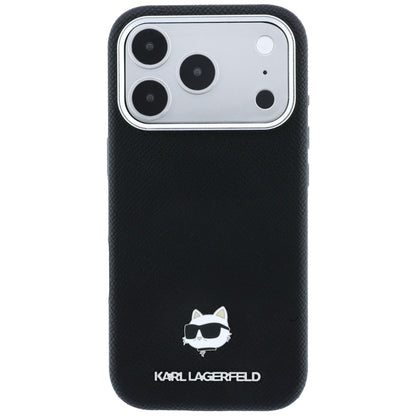 MagSafe-Hülle für Apple iPhone 18 Pro Max / 17 Pro Max, Karl Lagerfeld, Grained Choupette Head Metal, Schwarz