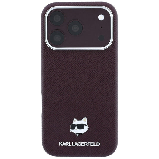 MagSafe-Hülle für Apple iPhone 18 Pro Max / 17 Pro Max, Karl Lagerfeld, Geprägter Choupette-Kopf, Weinrot